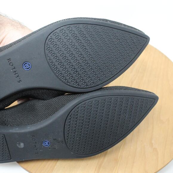 Rothys Shoes Womens 8.5 The Point Ballet Flats Black Knit Work Business Office - Picture 6 of 10